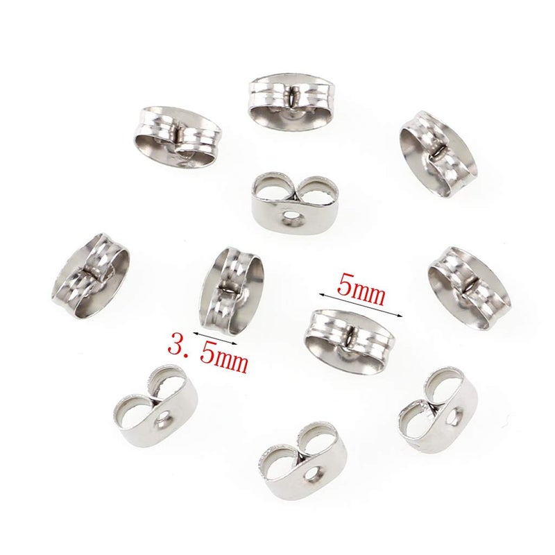 Chunney 300 Pieces Stainless Steel Butterfly Earring Backs (Silver 5x3.5mm) - Image 3